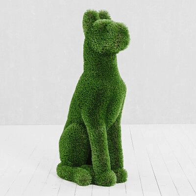 Собачка-топиарий Подарочная игрушка из искуственной травы зеленая