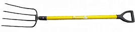 Вилы 4-х рог навозные с желтым метал.черенком и V-ручкой