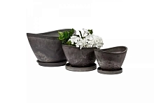 Горшок для цветов ЛОДОЧКА Древесный уголь (комплект из 2-х горшков)
