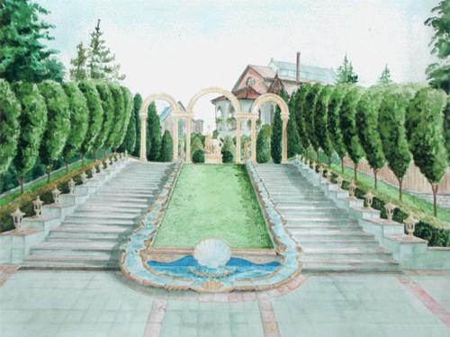 Проект садово-паркового комплекса «Каскад» - пример регулярного стиля.