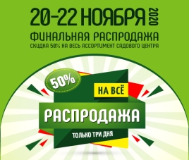 Финальная распродажа 20-22 ноября на садовом центре