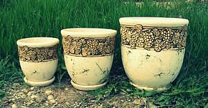 Шамот Вазон Виноград из 3-х 