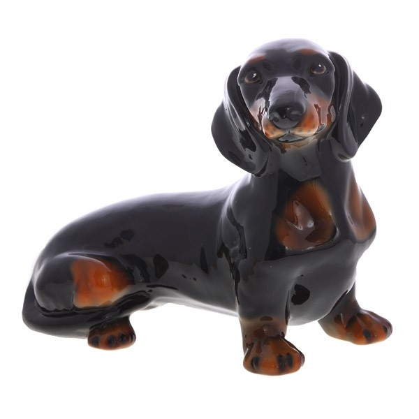 Фигура садовая собака Такса большая черная АФ0126