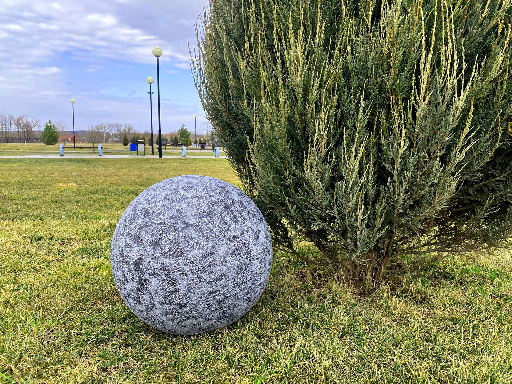 Шар декоративный (Камница) темно-серый мрамор D30