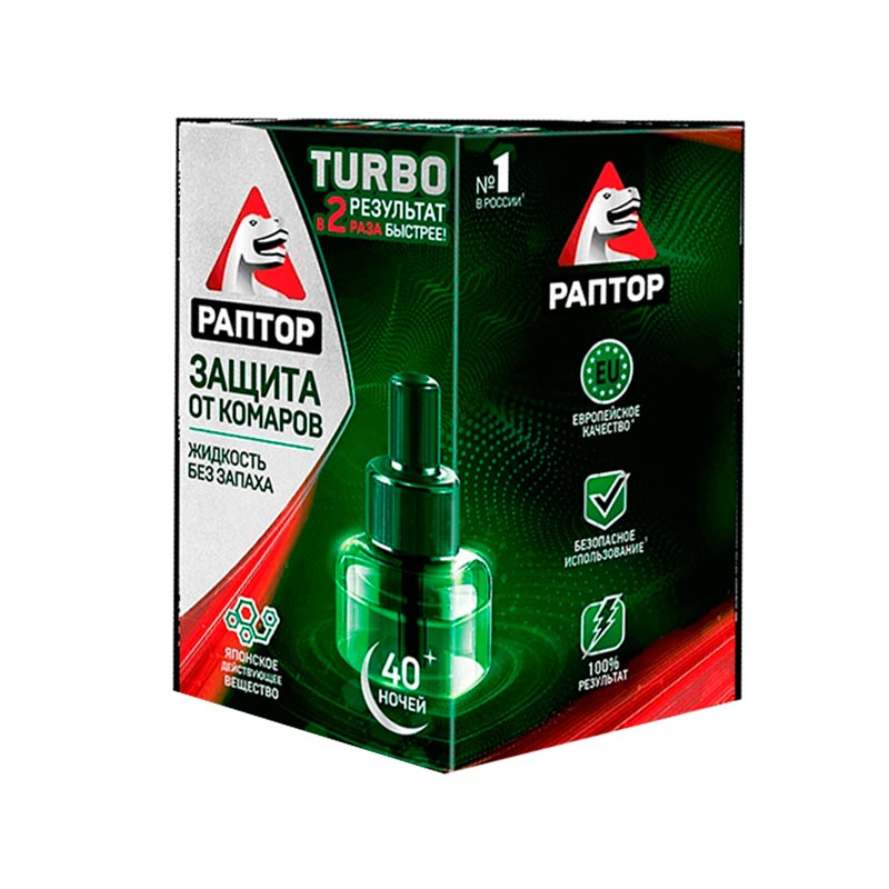 Репеллент Жидкость Раптор от комаров TURBO 40 ночей