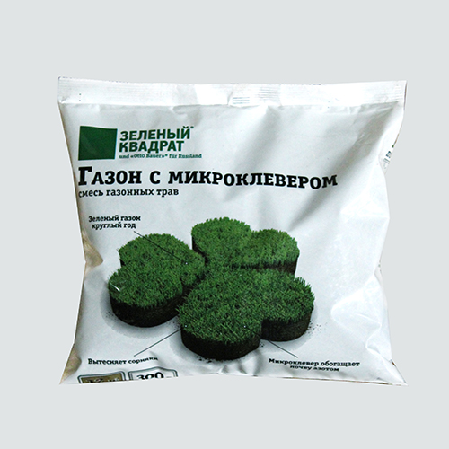 Газон Зеленый квадрат с Микроклевером 0,3кг/10кг/5кг