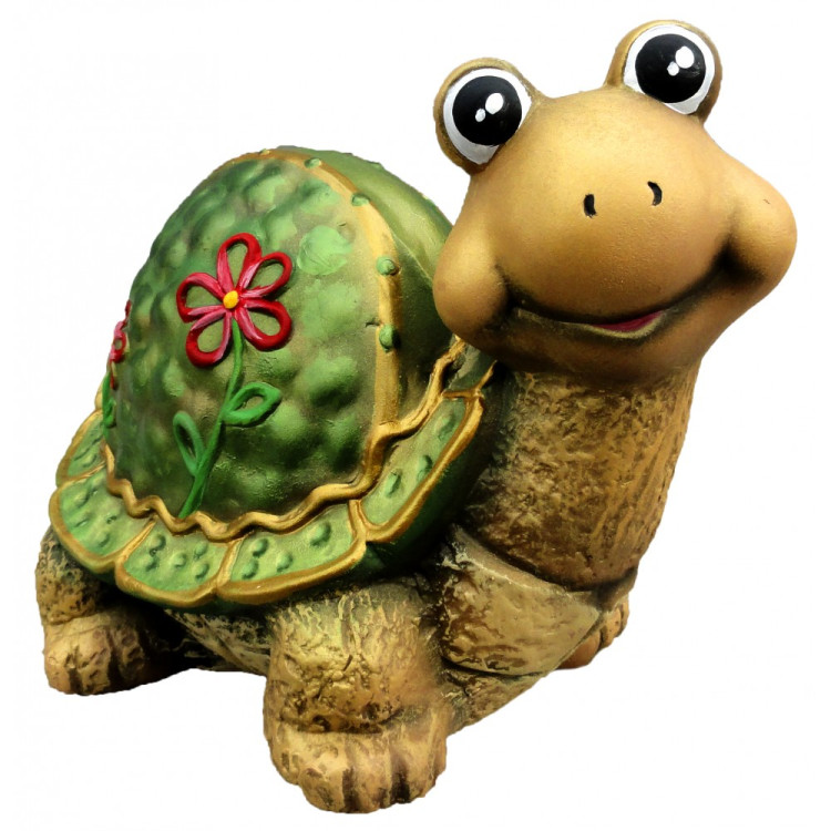 Фигура садовая Черепаха с цветком 