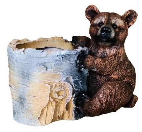Кашпо Мишка с березовым пнем H-17