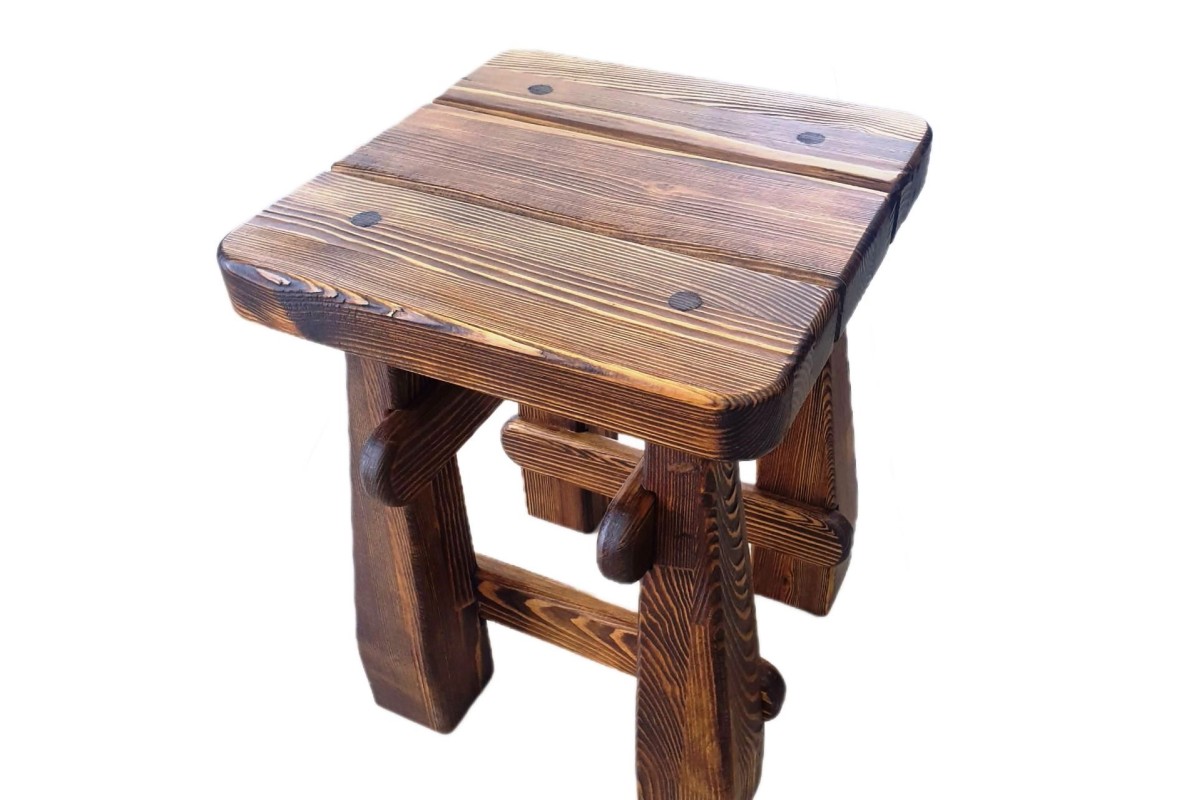 Стул-табурет из массива сосна цвет палисандр 