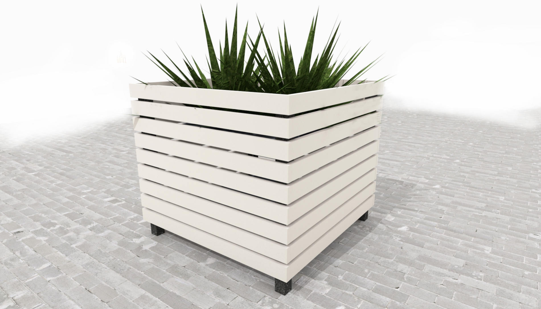 Кашпо Монако Деревянное белое 570*570*590