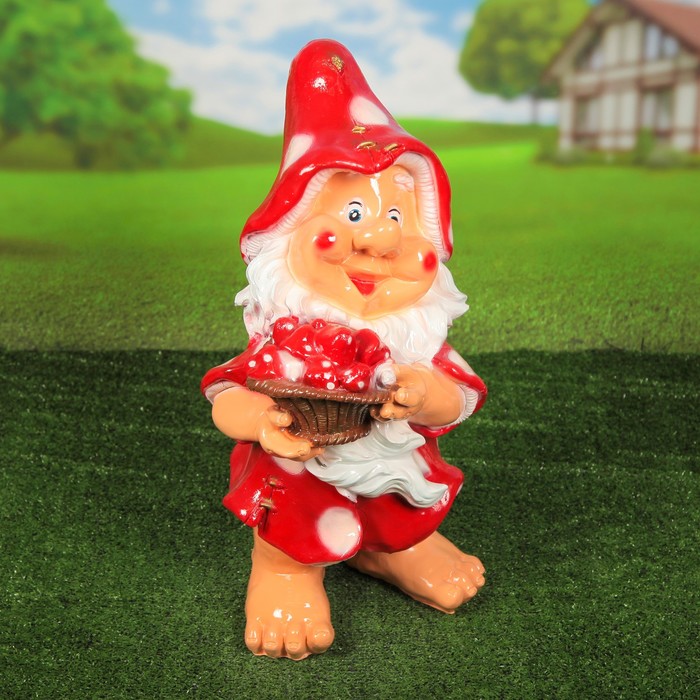 Фигура садовая Гном мухомор 