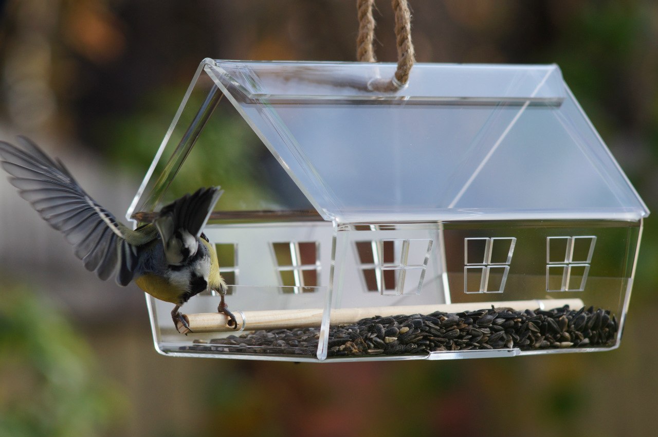 Кормушка для птиц на шнурке прозрачная Д-140