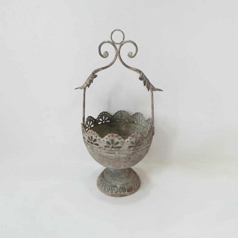 Кашпо Белая патина подвесное д/цветов FY-160030-L-MD 