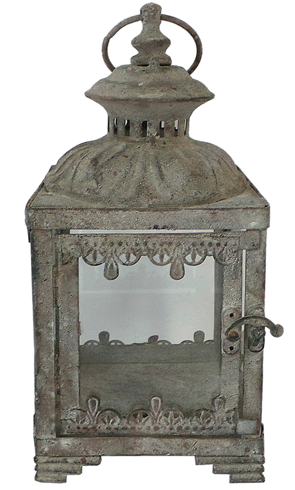 Фонарь садовый под свечу белая патина FY-155235-MD 