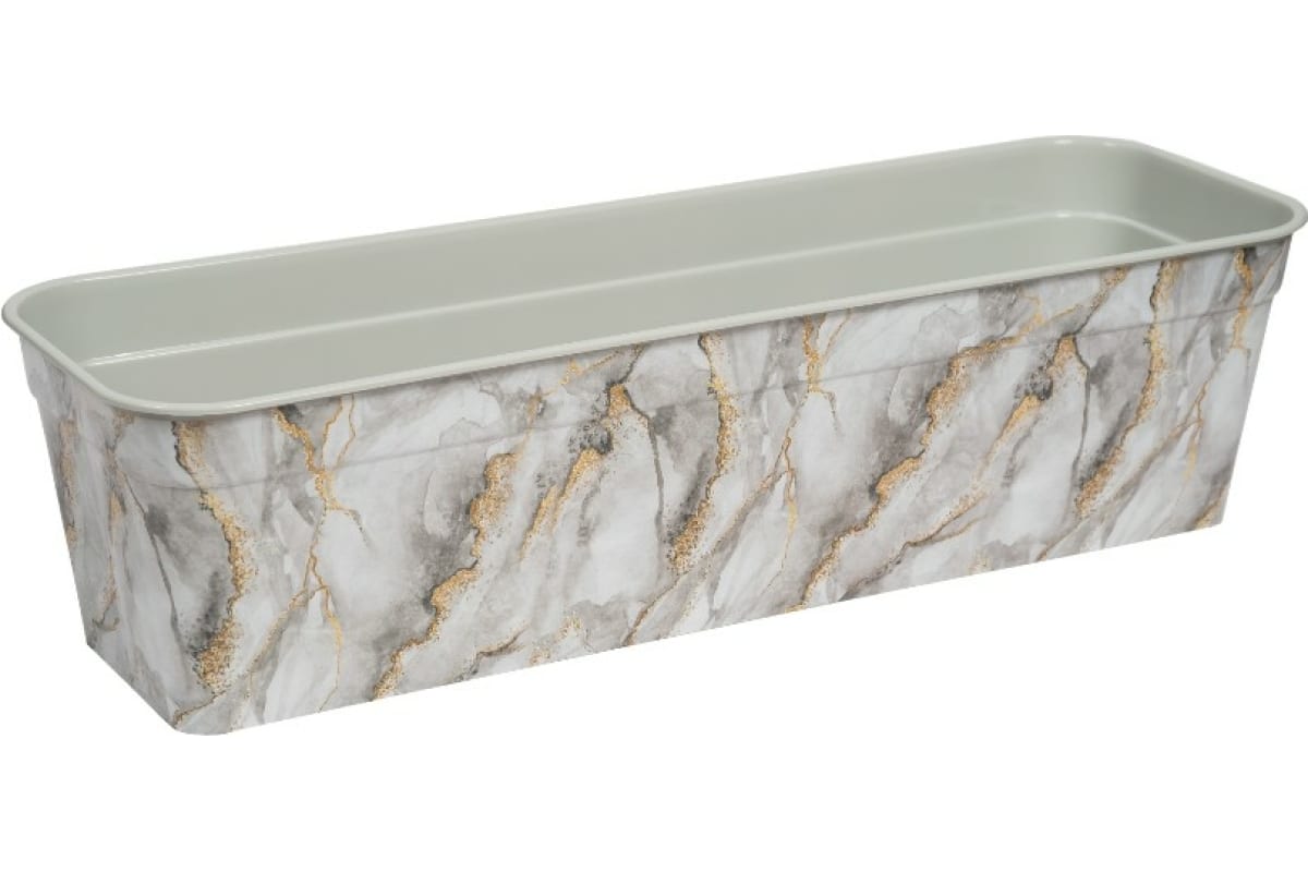 Ящик балконный InGreen 80см с поддоном пластик мраморный