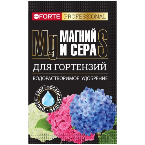 Удобрение цветочное Bona Forte пролонгированное для гортензий, рододендронов с МАГНИЕМ и СЕРОЙ 100г