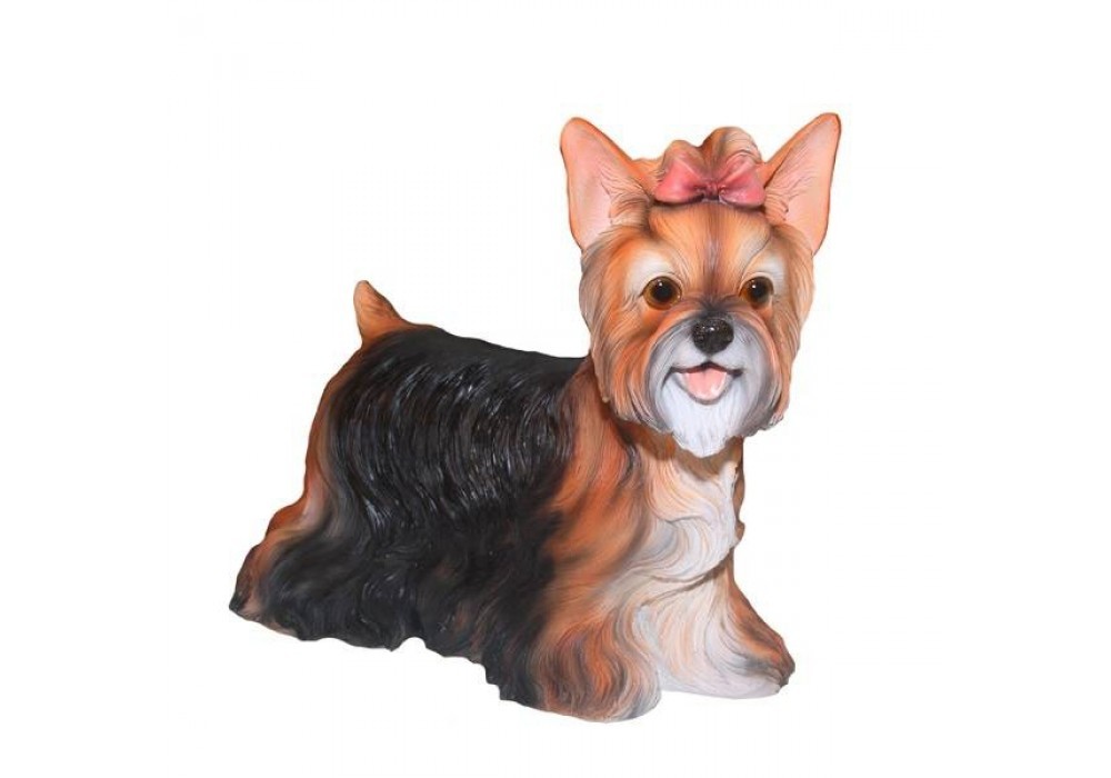 Фигура садовая Собака Йокширский терьер с бантиком