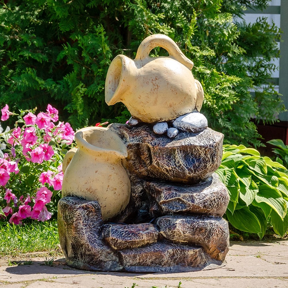Фонтан Кувшины на камне U08168 (Айронкр)