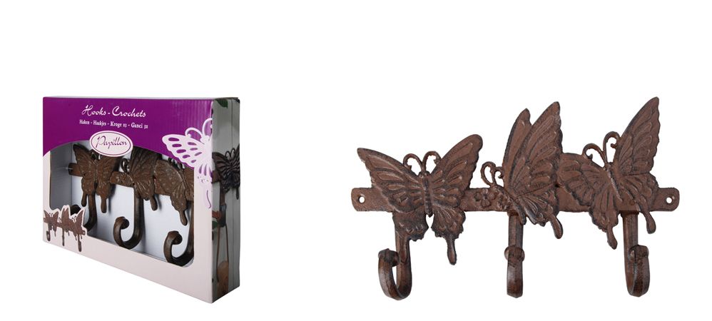 Крючок настенный тройной Бабочка ВА 03