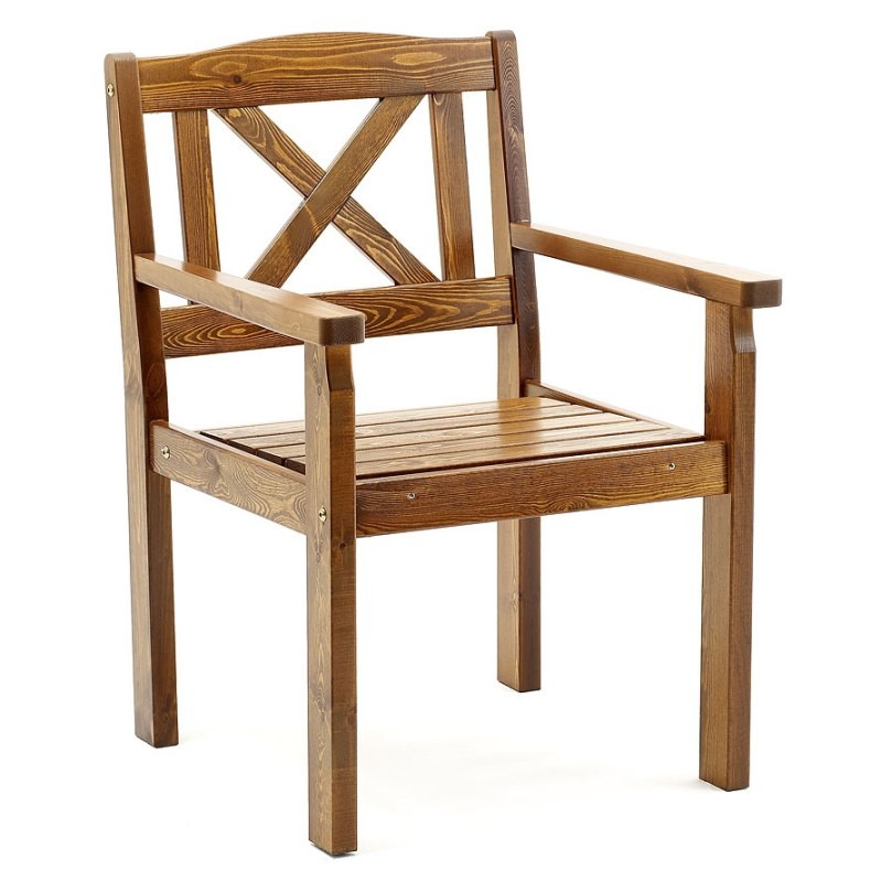 Стул Классик+ с подлокотниками из массива сосна цвет палисандр (Елегри)