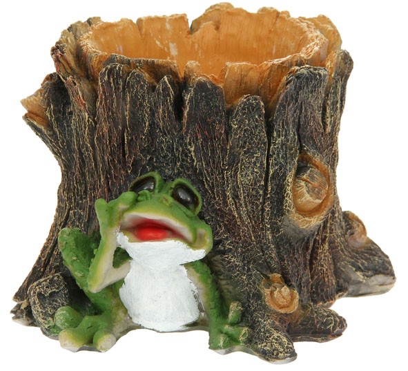 Фигура садовая Пень с лягушкой и грибами (ламинат) F07075 (Айронкр)