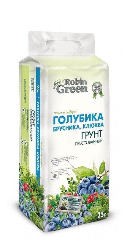 Грунт для Голубики Брусники Клюквы Робин Грин прессованный 25 л