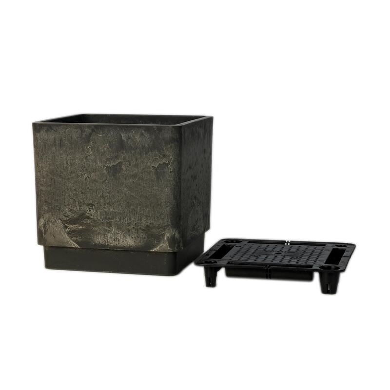 Горшок квадратный 23л ДРЕВЕСНЫЙ УГОЛЬ 