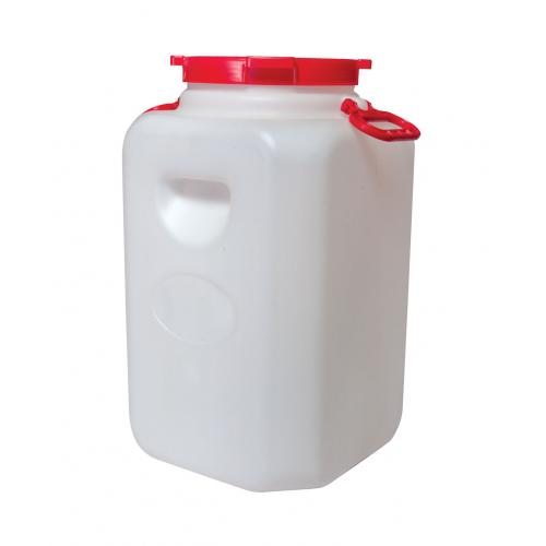 Бочка пластиковая белая квадратная (усиленные ручки с крышкой) 50 литров