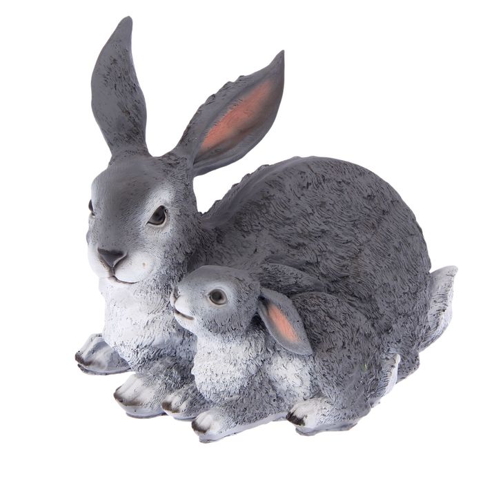 Фигура садовая Зайчиха с зайчонком лежащая АФ0052