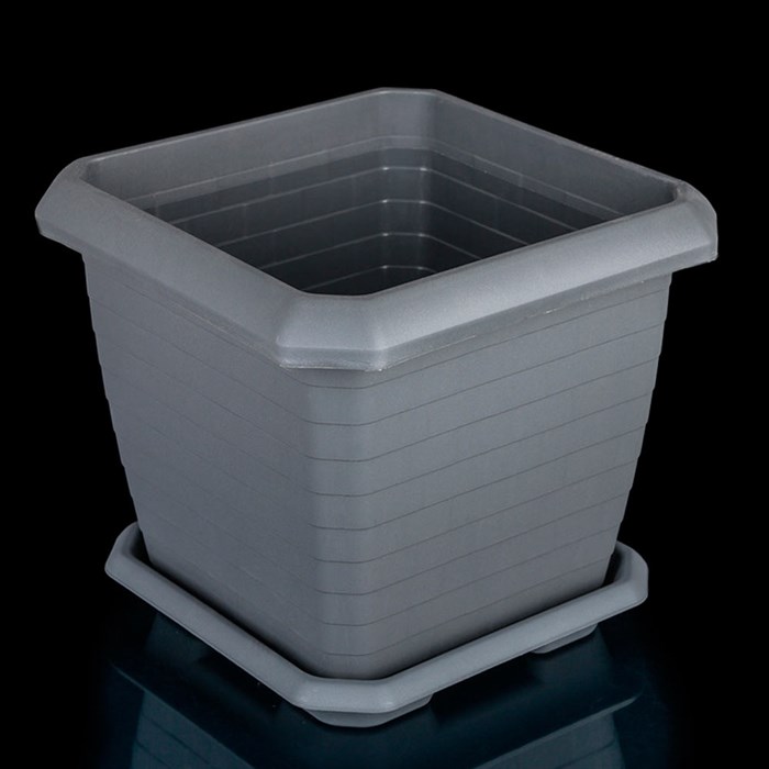 Горшок Измир с поддоном антрацит