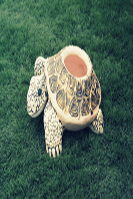 Шамот Черепаха малая открытая садовая фигура (кашпо) 