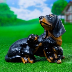 Фигура садовая Собака Такса семья 