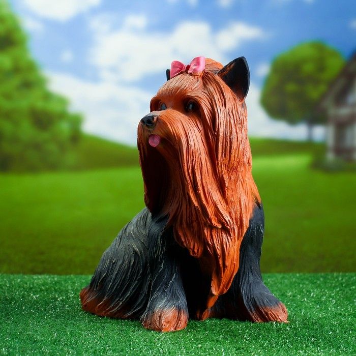 Фигура садовая Собака Йорк сидящий АФ01222