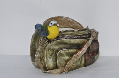 Кашпо Сумка с синичкой НА07017