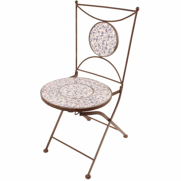 Стул складной с элементами из керамики сине/белый AC 90