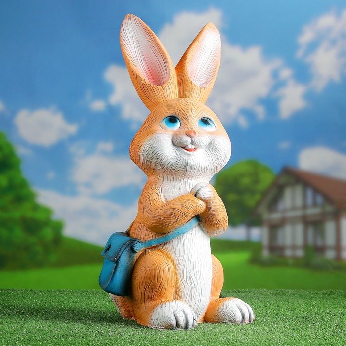 Фигура садовая Заяц с сумкой и фонарем 