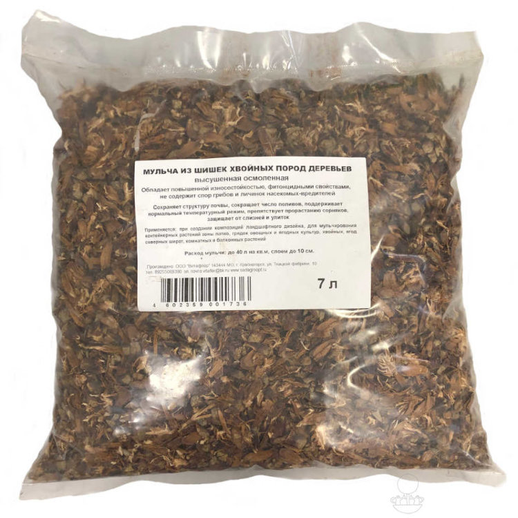 Мульча из Шишек Хвойных пород деревьев Витафлор 7л 