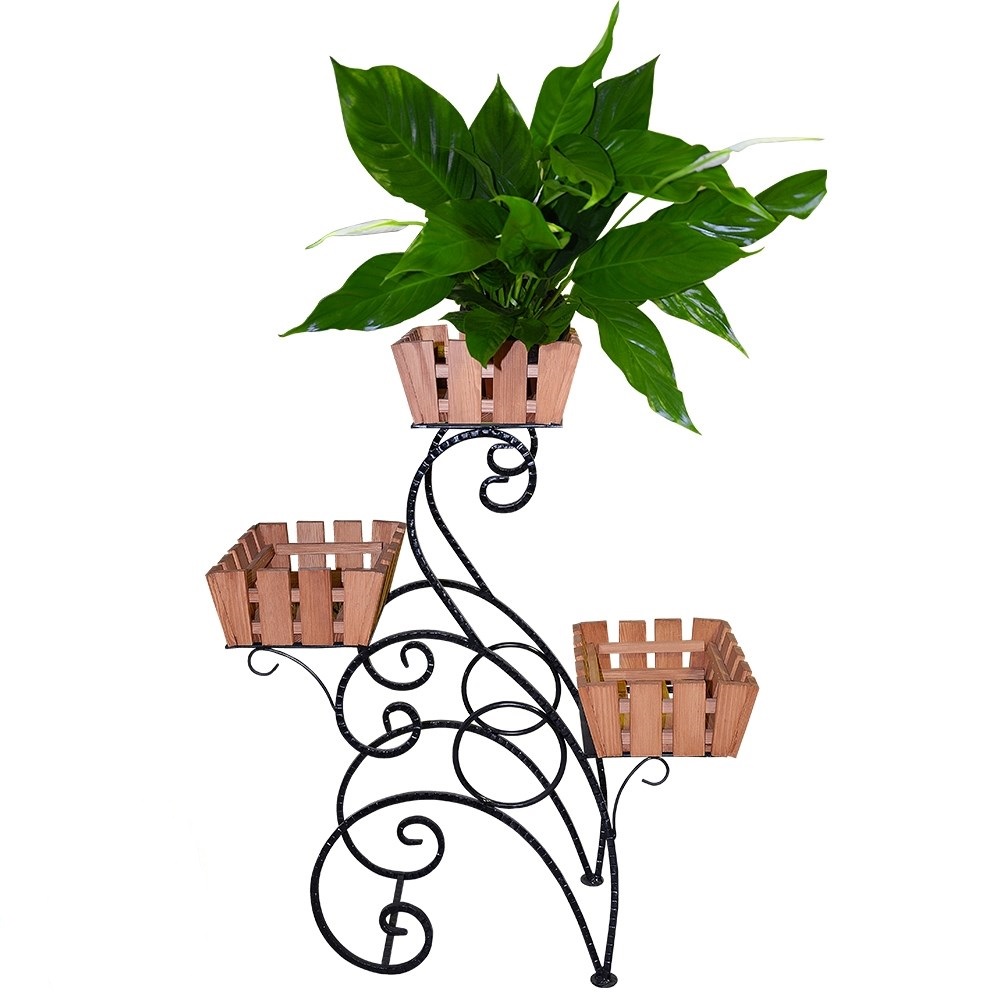 Подставка напольная (металл+дерево) на 3 цв 59-723 (Айронкр)