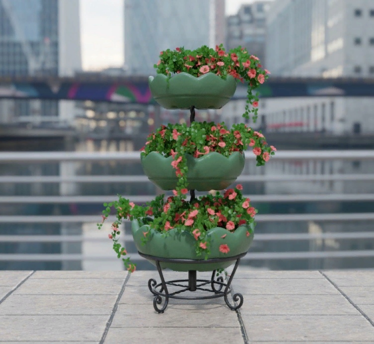 Цветочница парковая 3-х ярусная с термочашами