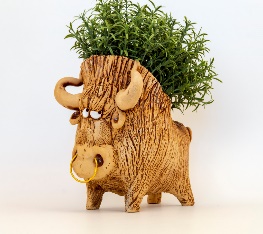 Шамот Кашпо Бык с кольцом 