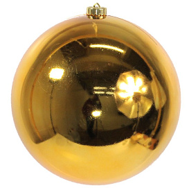 Пластиковый шар глянцевый, цвет: насыщенно-золотой, 200 мм, Kaemingk