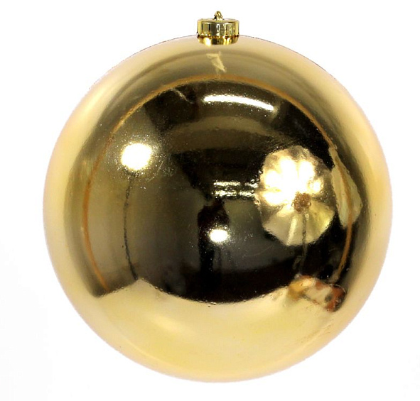 Пластиковый шар глянцевый, цвет: золотой, 200 мм, Kaemingk