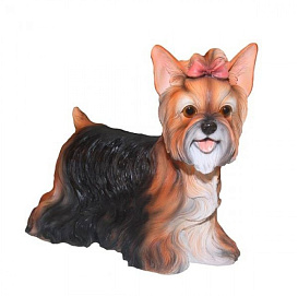 Фигура садовая Собака Йокширский терьер с бантиком