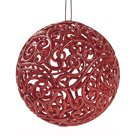 Шар ажурный СНЕЖНЫЕ ИСКОРКИ, красный с глиттером, 200 мм, Морозко
