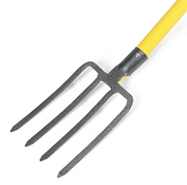 Вилы 4-х рог копальные с желтым метал.черенком и V-ручкой