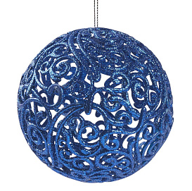 Шар ажурный СНЕЖНЫЕ ИСКОРКИ, синий с глиттером, 200 мм, Морозко