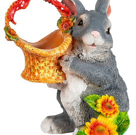 Фигура садовая Зайка с лукошком H-35