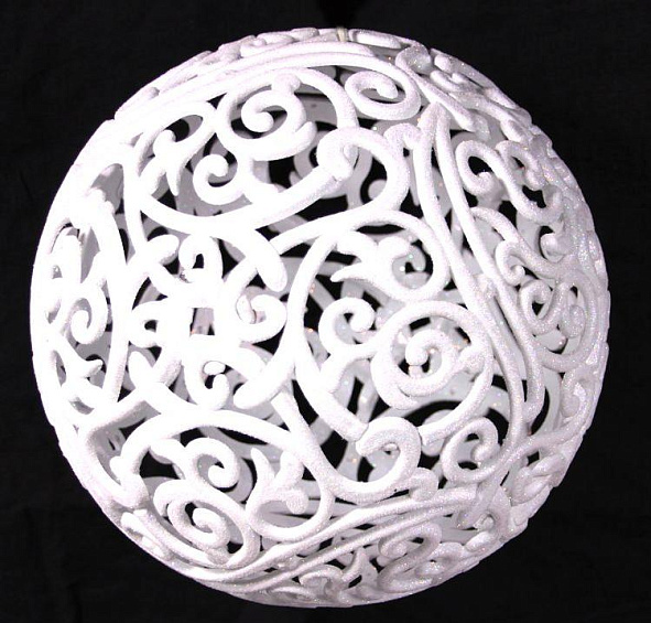 Шар ажурный СНЕЖНЫЕ ИСКОРКИ, белый с глиттером, 200 мм, Морозко