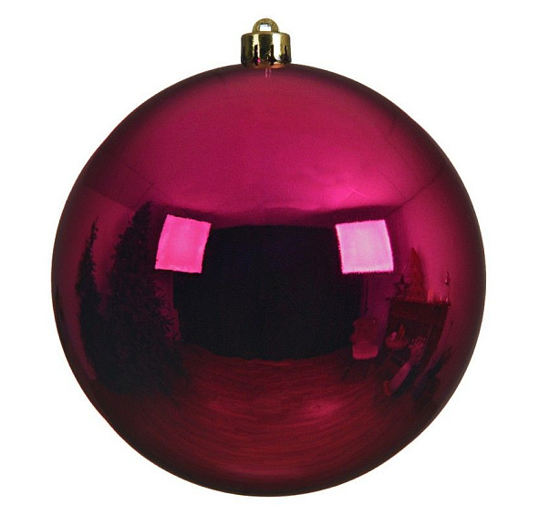 Пластиковый шар глянцевый, цвет: фуксия, 200 мм, Kaemingk