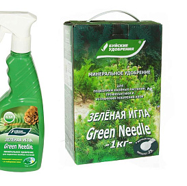 Удобрение хвойное Зеленая игла от побурения хвои БХЗ 1кг/ спрей 0,5л